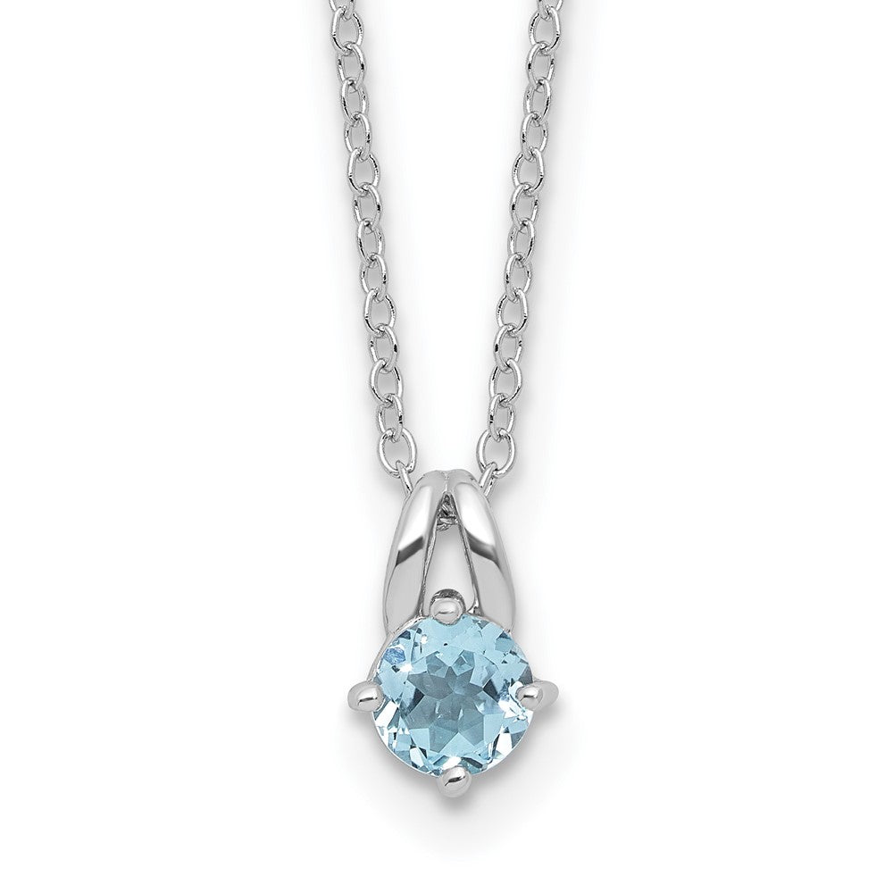 Sterling Silver Rhodium-Plated .59BT Blue Topaz 16in w/2in Ext Necklace