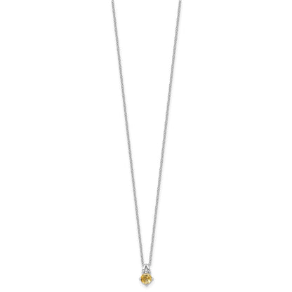 Sterling Silver Rhodium-Plated .45CI Citrine 16in w/2in Ext Necklace