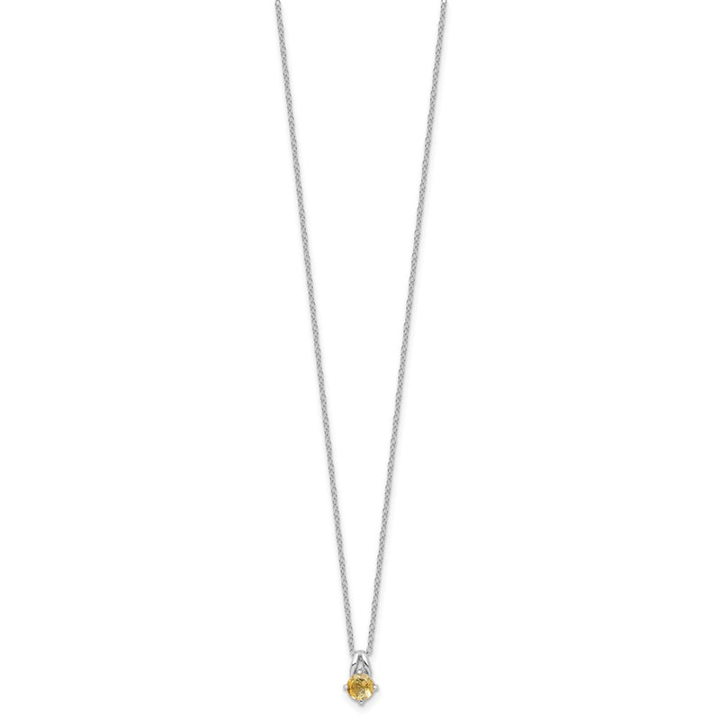 Sterling Silver Rhodium-Plated .45CI Citrine 16in w/2in Ext Necklace