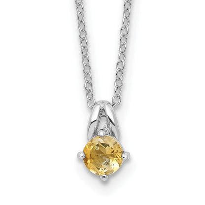 Sterling Silver Rhodium-Plated .45CI Citrine 16in w/2in Ext Necklace