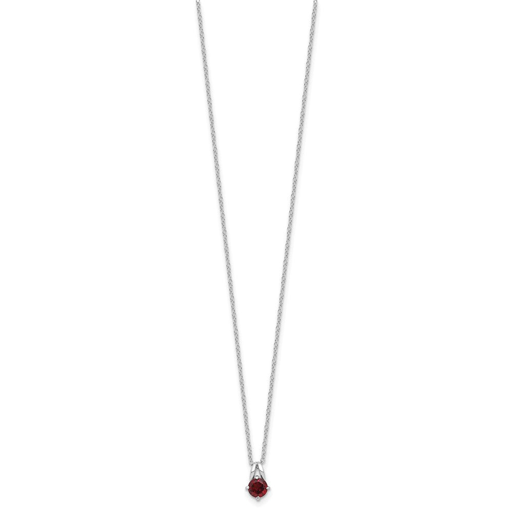 Sterling Silver Rhodium-Plated .6GA Garnet 16in w/1in Ext Necklace