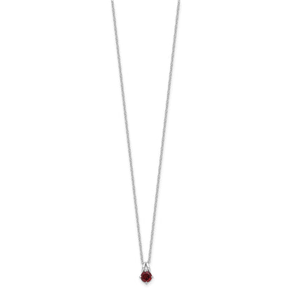 Sterling Silver Rhodium-Plated .6GA Garnet 16in w/1in Ext Necklace