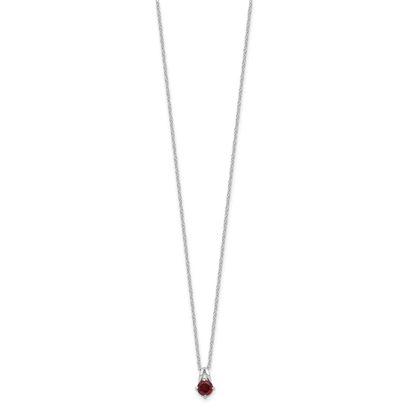 Sterling Silver Rhodium-Plated .6GA Garnet 16in w/1in Ext Necklace