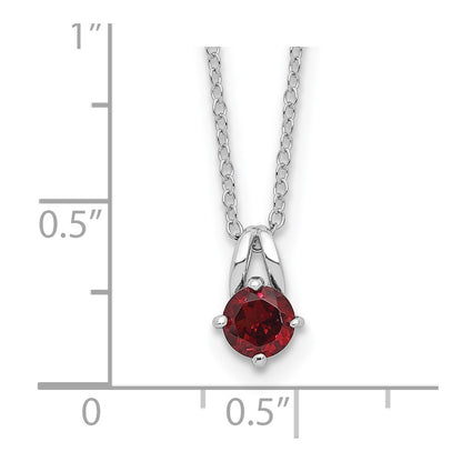 Sterling Silver Rhodium-Plated .6GA Garnet 16in w/1in Ext Necklace