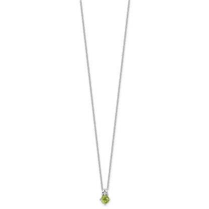 Sterling Silver Rhodium-Plated .54PE Peridot 16in w/2in Ext Necklace
