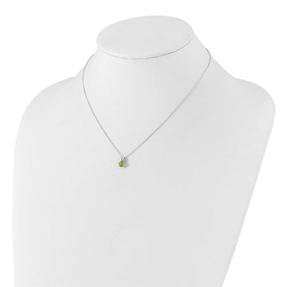 Sterling Silver Rhodium-Plated .54PE Peridot 16in w/2in Ext Necklace