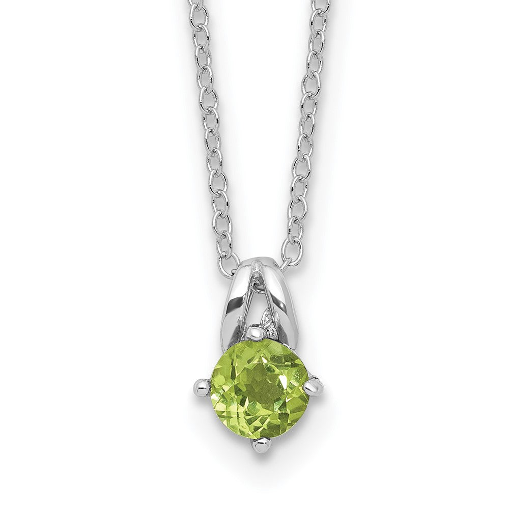 Sterling Silver Rhodium-Plated .54PE Peridot 16in w/2in Ext Necklace