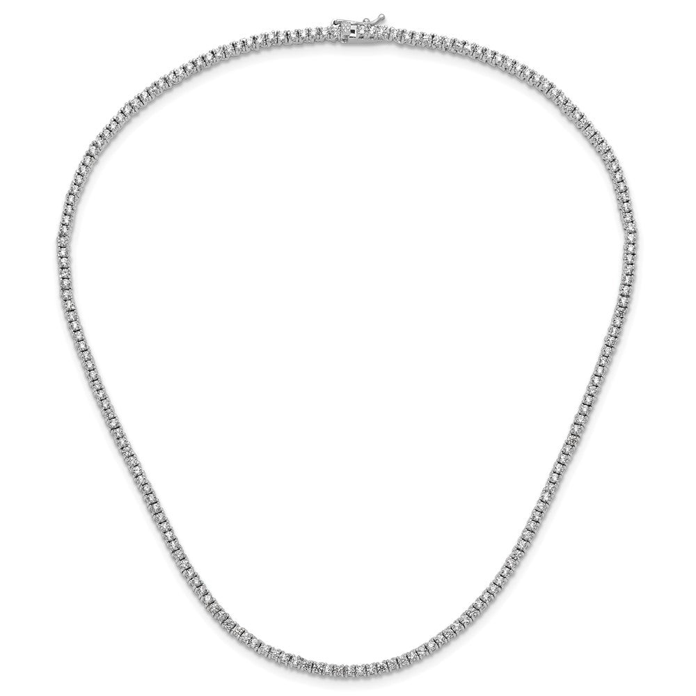Sterling Silver Rhodium-Plated 2mm CZ 16in Tennis Necklace