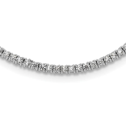 Sterling Silver Rhodium-Plated 2mm CZ 16in Tennis Necklace