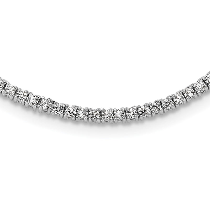 Sterling Silver Rhodium-Plated 2mm CZ 16in Tennis Necklace