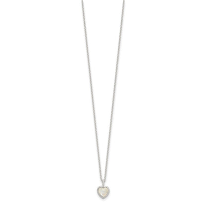 Sterling Silver E-Coated Moonstone Heart 18in w/2in Ext Necklace