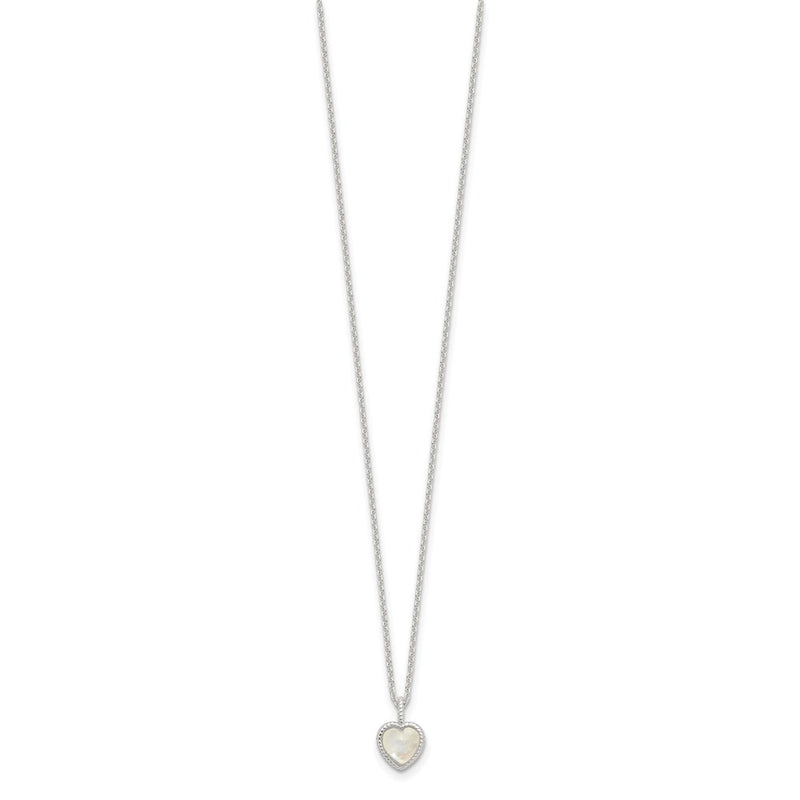 Sterling Silver E-Coated Moonstone Heart 18in w/2in Ext Necklace