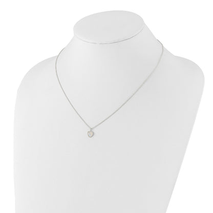 Sterling Silver E-Coated Moonstone Heart 18in w/2in Ext Necklace