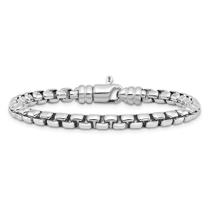 Sterling Silver Rhodium-Plated 5.4mm Venetian Box Chain Bracelet