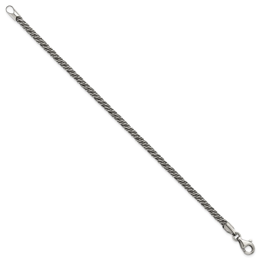 Sterling Silver Antiqued Fancy Twist Link Men's Chain Bracelet