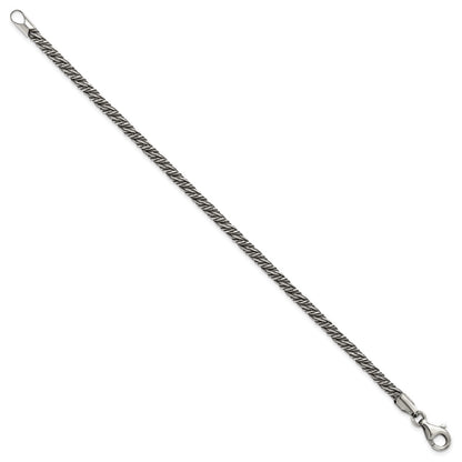 Sterling Silver Antiqued Fancy Twist Link Men's Chain Bracelet