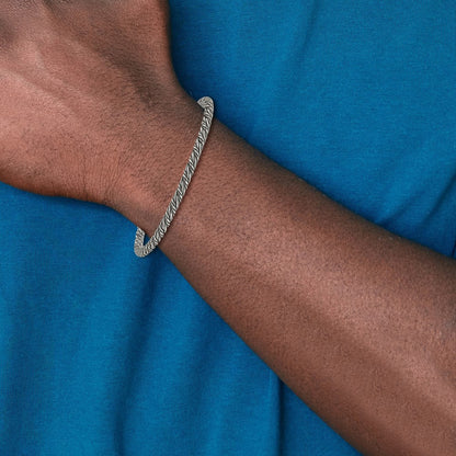 Sterling Silver Antiqued Fancy Twist Link Men's Chain Bracelet