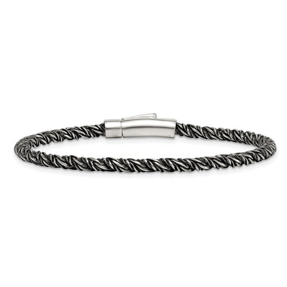 Sterling Silver Antiqued Polished Twisted Franco 3.75mm Chain Bracelet