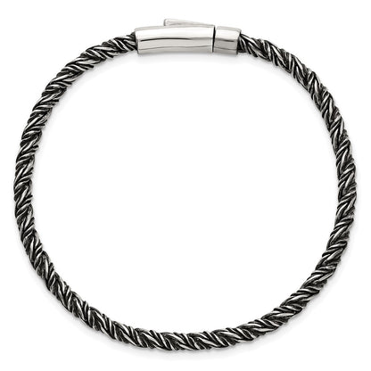 Sterling Silver Antiqued Polished Twisted Franco 3.75mm Chain Bracelet