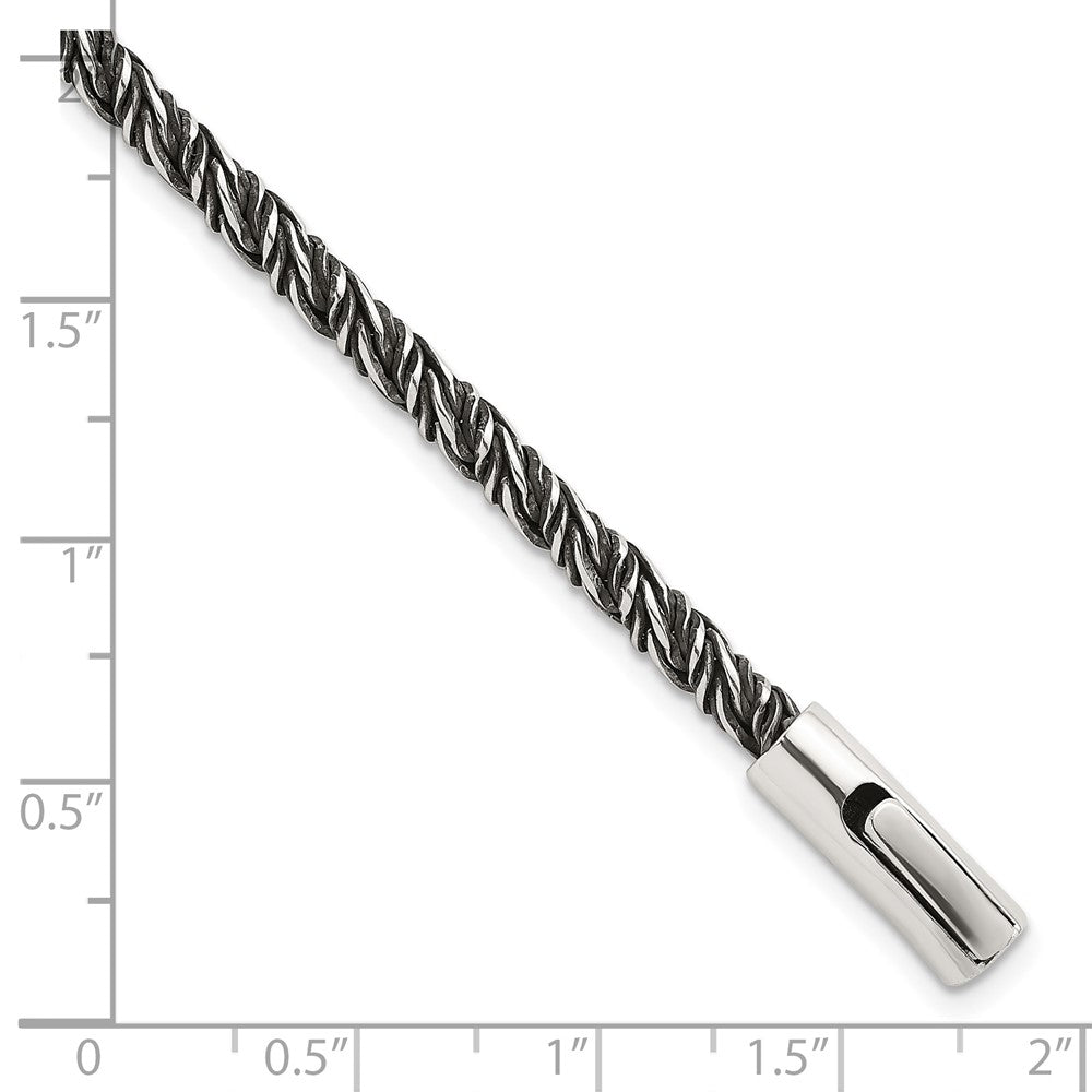 Sterling Silver Antiqued Polished Twisted Franco 3.75mm Chain Bracelet