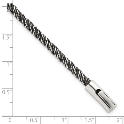 Sterling Silver Antiqued Polished Twisted Franco 3.75mm Chain Bracelet