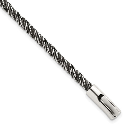 Sterling Silver Antiqued Polished Twisted Franco 3.75mm Chain Bracelet