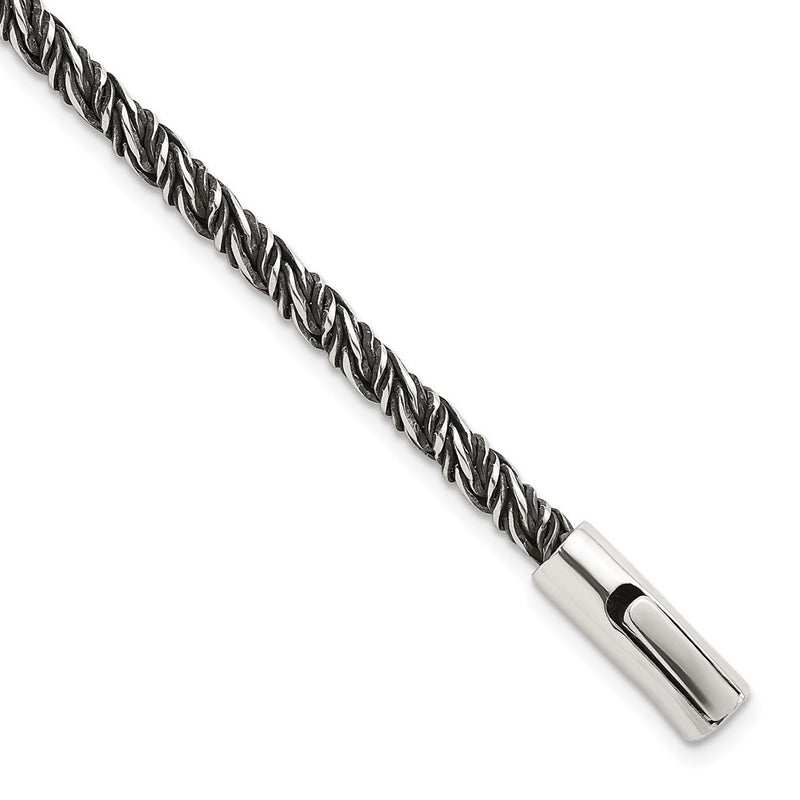 Sterling Silver Antiqued Polished Twisted Franco 3.75mm Chain Bracelet