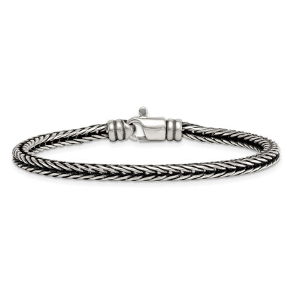 Sterling Silver Antiqued Polished Franco Chain 4.25mm Bracelet