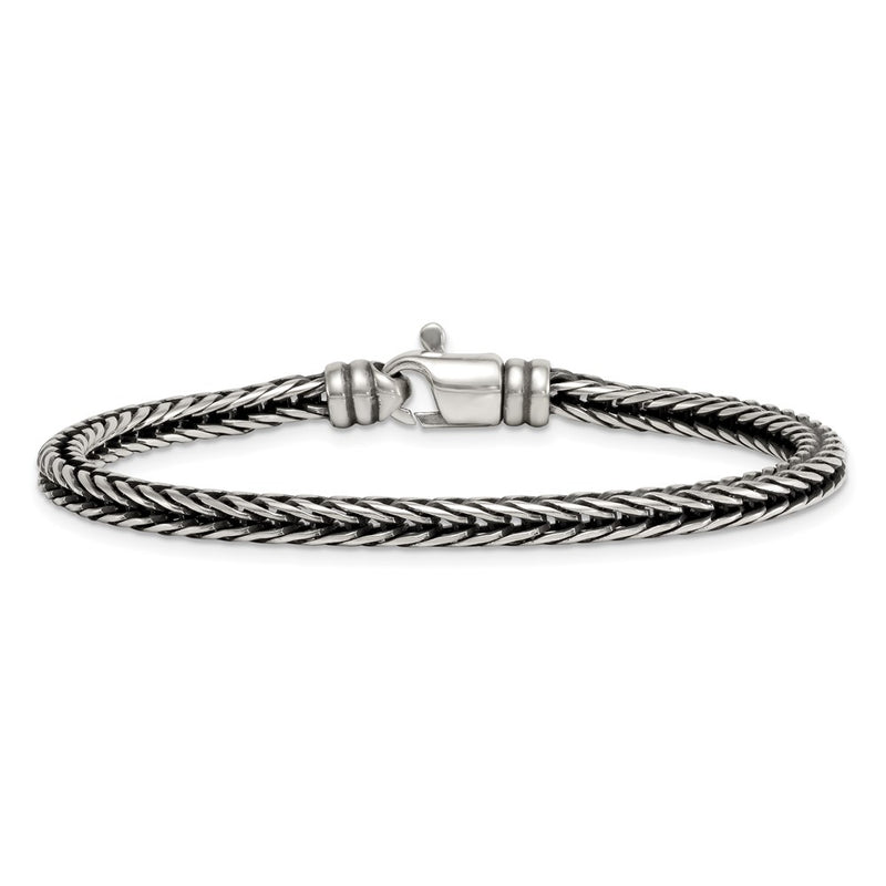 Sterling Silver Antiqued Polished Franco Chain 4.25mm Bracelet