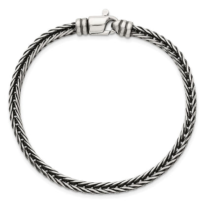 Sterling Silver Antiqued Polished Franco Chain 4.25mm Bracelet