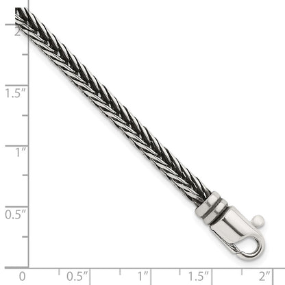 Sterling Silver Antiqued Polished Franco Chain 4.25mm Bracelet