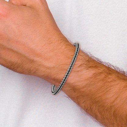 Sterling Silver Antiqued Polished Franco Chain 4.25mm Bracelet