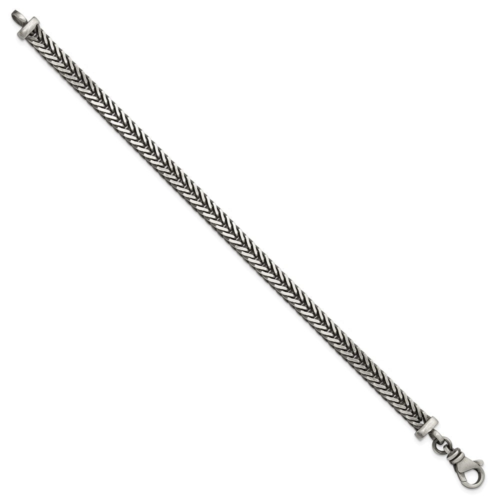 Sterling Silver Antiqued Franco Link Men's Chain Bracelet