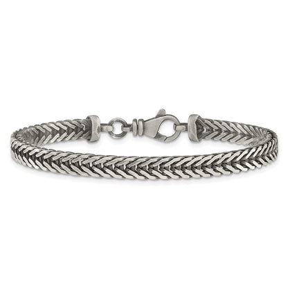 Sterling Silver Antiqued Franco Link Men's Chain Bracelet