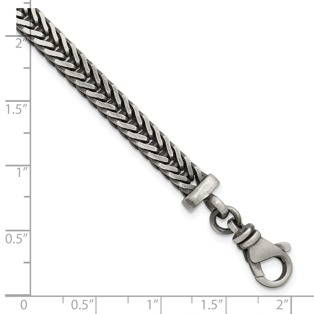 Sterling Silver Antiqued Franco Link Men's Chain Bracelet