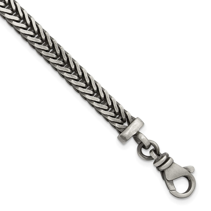Sterling Silver Antiqued Franco Link Men's Chain Bracelet