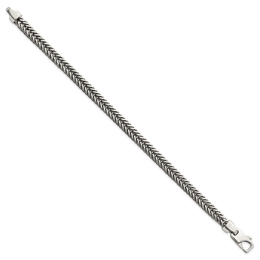 Sterling Silver Antiqued Polished Wheat 6mm Chain Bracelet
