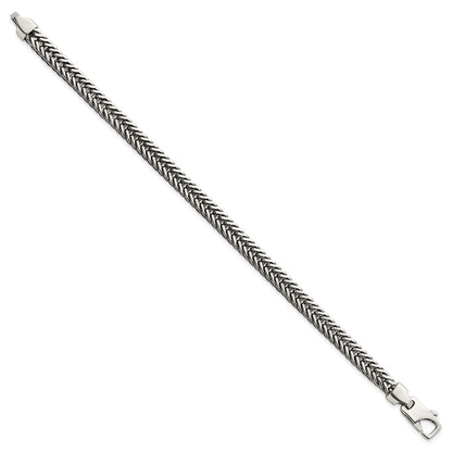 Sterling Silver Antiqued Polished Wheat 6mm Chain Bracelet