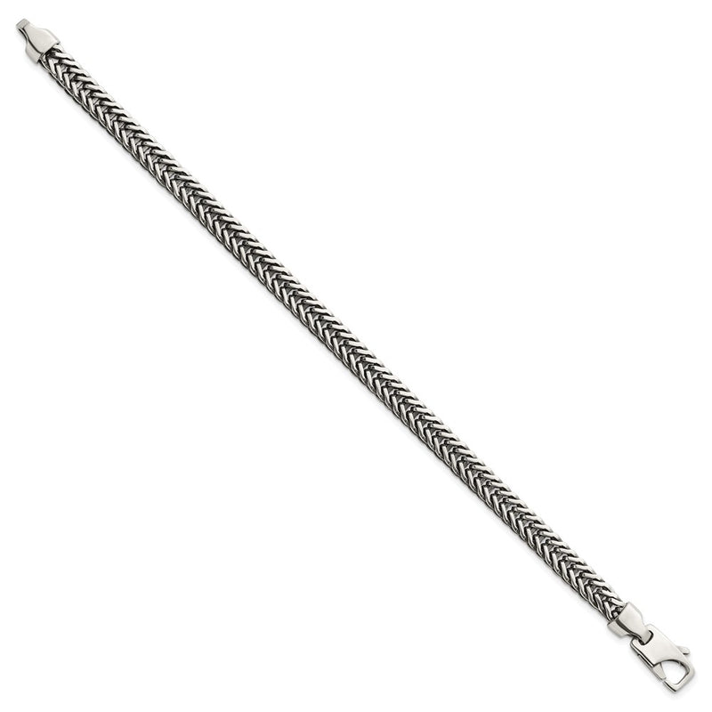 Sterling Silver Antiqued Polished Wheat 6mm Chain Bracelet