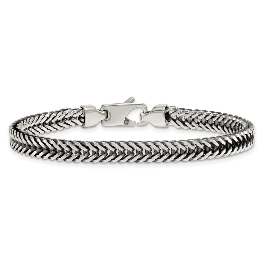 Sterling Silver Antiqued Polished Wheat 6mm Chain Bracelet
