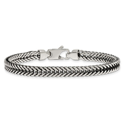 Sterling Silver Antiqued Polished Wheat 6mm Chain Bracelet