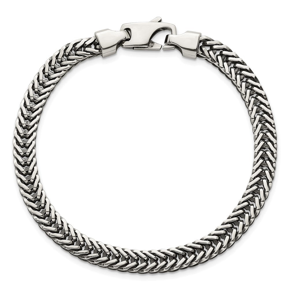 Sterling Silver Antiqued Polished Wheat 6mm Chain Bracelet