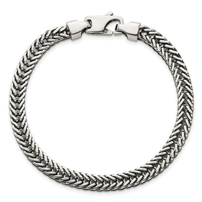 Sterling Silver Antiqued Polished Wheat 6mm Chain Bracelet