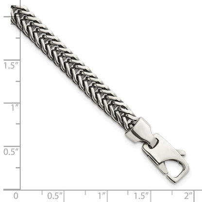 Sterling Silver Antiqued Polished Wheat 6mm Chain Bracelet