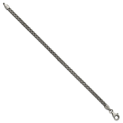Sterling Silver Antiqued Wheat Link Men's Chain Bracelet