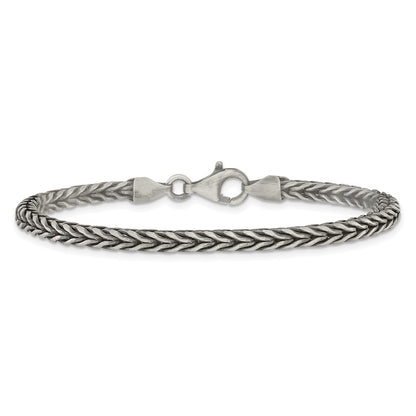 Sterling Silver Antiqued Wheat Link Men's Chain Bracelet