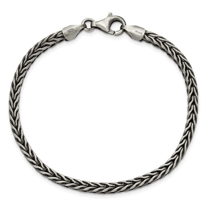 Sterling Silver Antiqued Wheat Link Men's Chain Bracelet