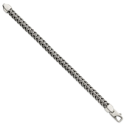 Sterling Silver Antiqued Polished 8.25mm Chain Bracelet