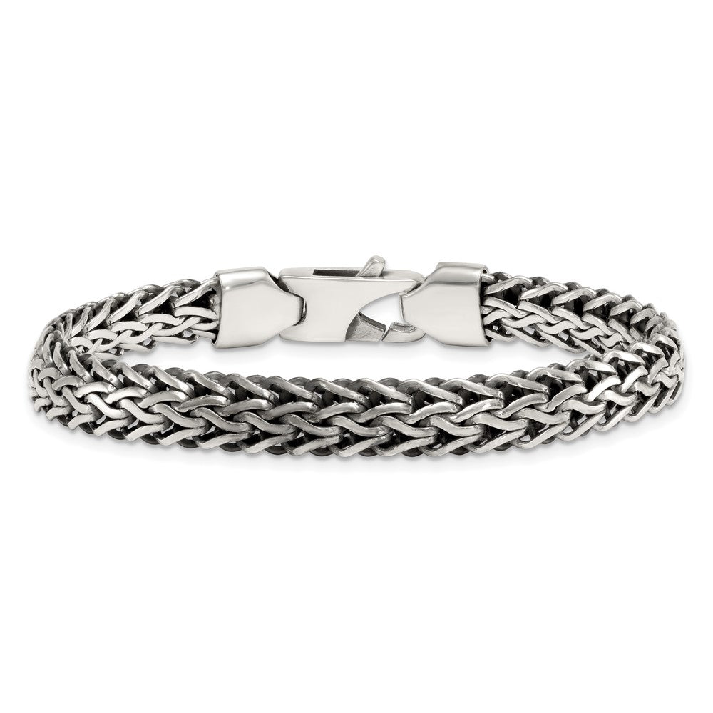 Sterling Silver Antiqued Polished 8.25mm Chain Bracelet