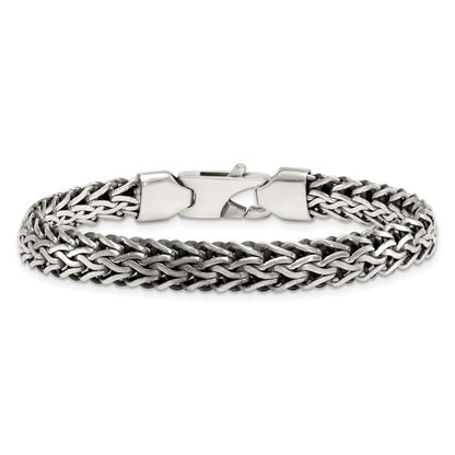 Sterling Silver Antiqued Polished 8.25mm Chain Bracelet